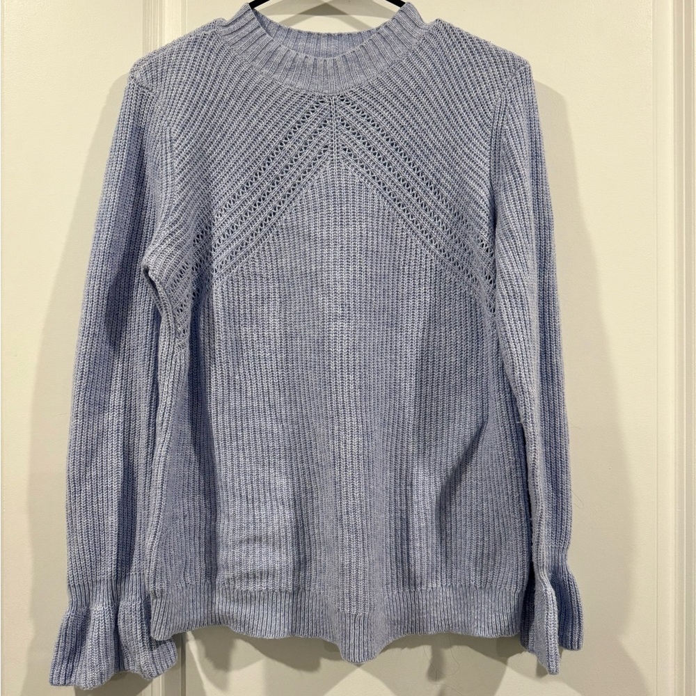 Blue mock neck long sleeve sweater